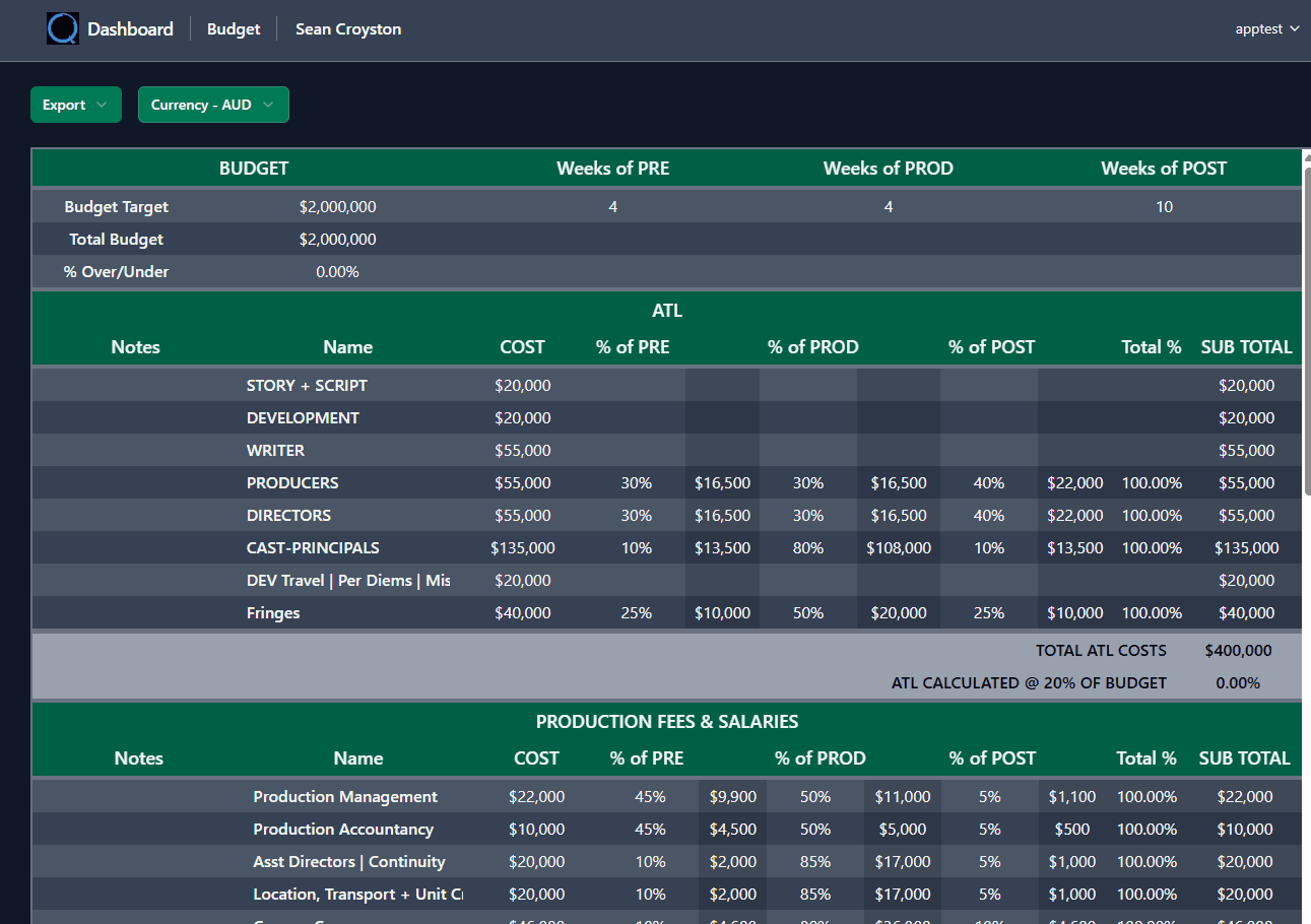 loqyn budget interface