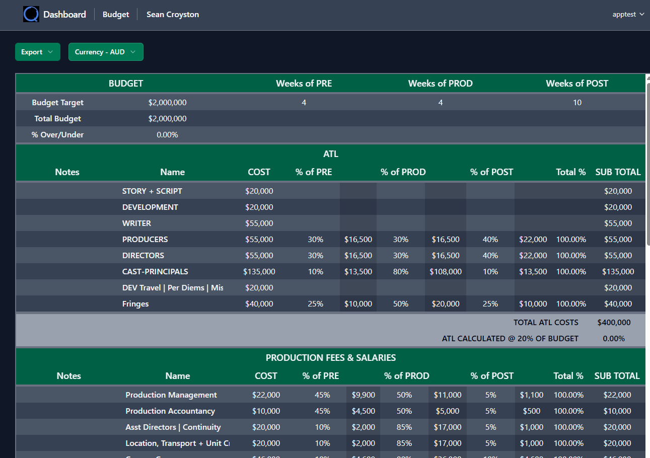 loqyn budget interface
